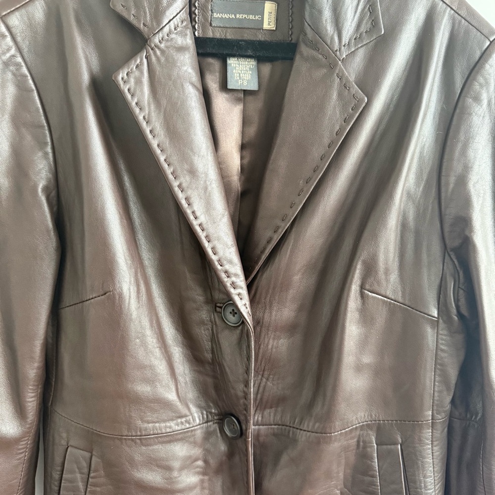 Women's Vintage Leather Banana Republic Mid-Length Coat - Picture 8 of 9